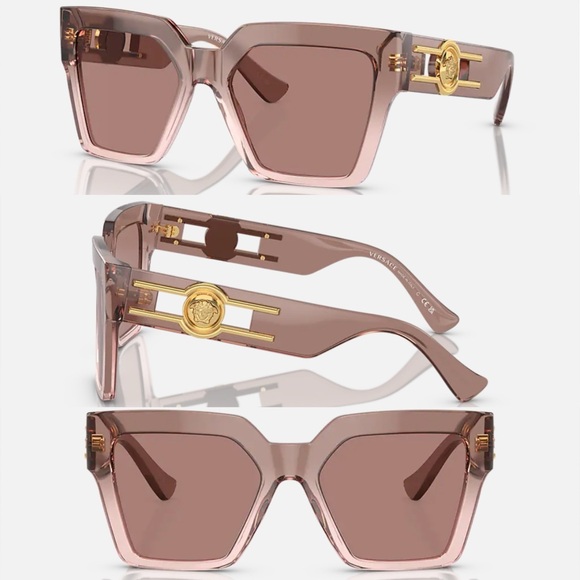 Versace Accessories - NWT Versace | Brown Translucent Gold Medusa Head Logo Butterfly Sunglasses $460